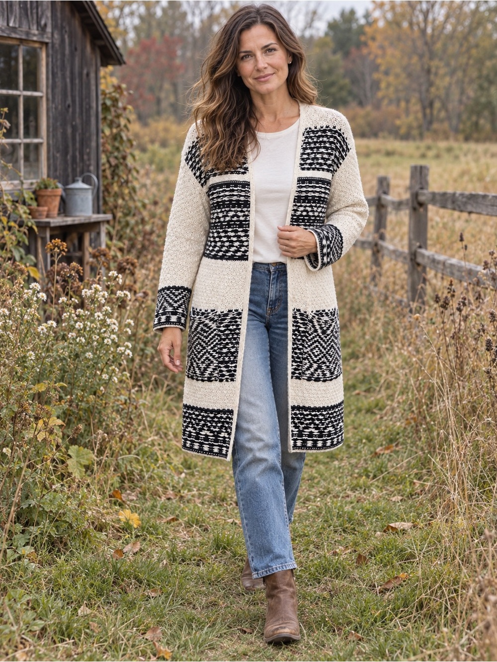 Grace & Lace Boho Wool Blend Long Cardigan Sweater M